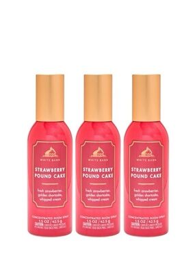 NEW 3-Pc Bath & Body Works STRAWBERRY POUND CAKE 2026 Room Spray Bundle